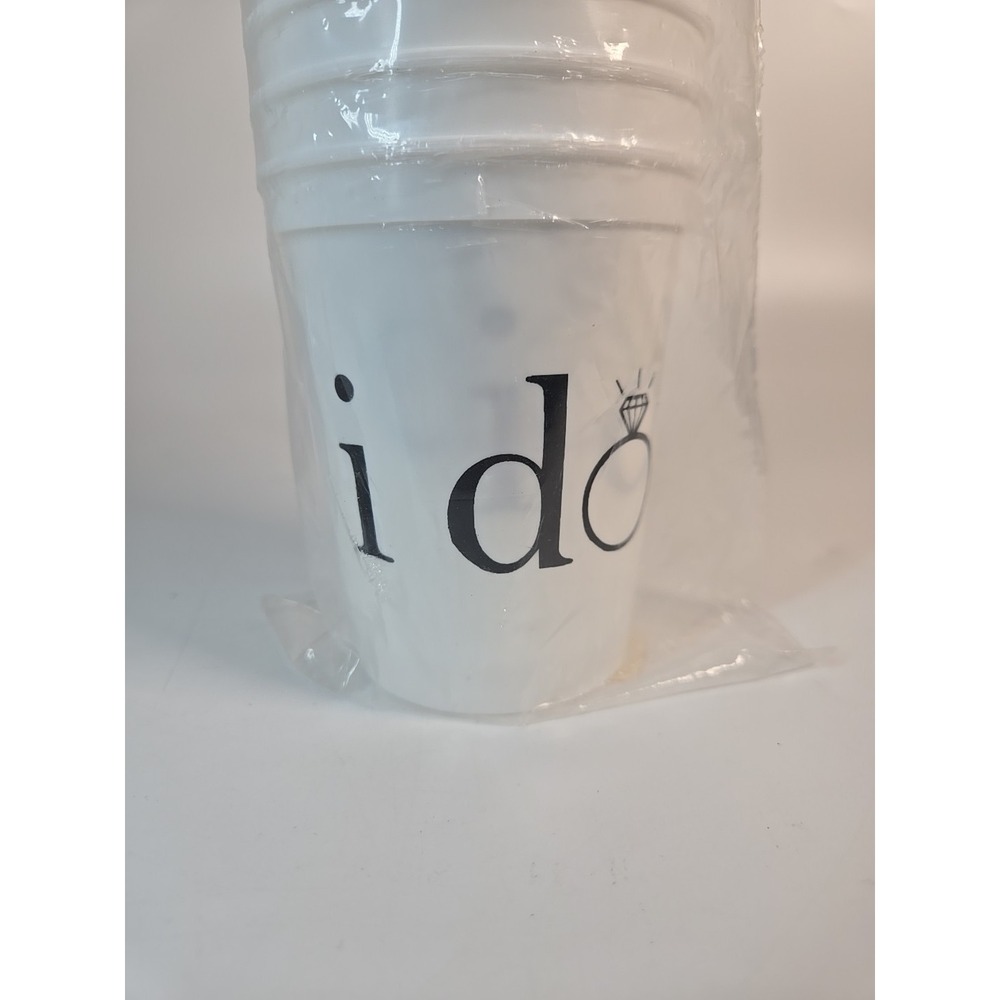 10 Pack 16 Oz Reusable Plastic Cups, Stadium Cups "I Do" Wedding Bachelorette